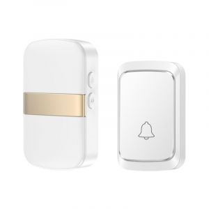 Sonnette sans fil DC alimentée par batterie,portée 300M/984 pieds,60 chansons,Kit de carillon de sonnette de porte de bienvenue pour la maison,le magasin,le bureau,l'aula,etc. - Type Gold - Neuf