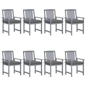 Prolenta Premium - Chaises De Jardin Et Coussins Lot De 8 Bois Acacia Solide Gris - Neuf