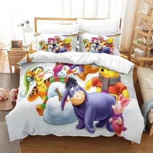 Winnie The Pooh Housse De Couette Imprim&iquest;&iquest;E En D Avec Taies D'oreiller Et Housse De Couette &iquest;&iquest; Fermeture &iquest;&iquest;Clair Dissimul&iquest;&iquest;E Parure De Lit Super Douce Et - Neuf