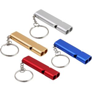 Eryi-Noopel Sifflet De Survie D'urgence À Double Tube, 4 Sifflets De Sécurité Avec Porte-Clés Pour Bateau, Extérieur, Camping, Randonnée, Sport, Dressage De Chien - Neuf