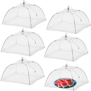 6 Pcs Cloche Alimentaire Pliable Anti-Mouche,Aliments Tente Couvercle De Nourriture Pliante Écran En Maille Parapluie - Neuf