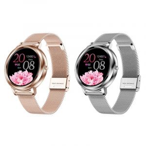 Montre Connect&eacute;e Femme IP67 &Eacute;tanche Avec &Eacute;cran IPS 1.09 Pouces Bracelet Acier Moniteur Sommeil Fr&eacute;quence Cardiaque Pression Art&eacute;rielle Multi-Sports Or YONIS - Neuf