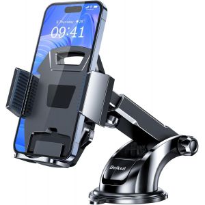 MEVRONISSHOP-Support T&eacute;l&eacute;phone Voiture, Auto Universel Ventouse R&eacute;glable Support Rotation 360&deg; et Un Bouton de Lib&eacute;ration pour Smartphones et GPS 4.7-6.7 Pouces - Noir - Neuf