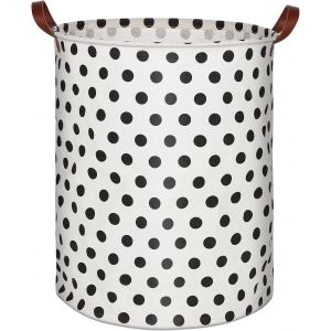 CHECARZHN--NO1-Panier À Linge Pliable Avec Anse, Grand Panier Rangement 63L, Tissue Imperméable Corbeille A Linge Pour Enfants, Organ r Chambr - Point Noir - Neuf
