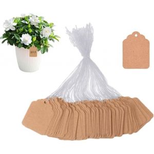 KALANKA-500 Pcs Kraft Etiquette Prix,Etiquette Cadeau Vetement 28*45 MM Etiquette Kraft Ficelle Marron Blanc Étiquettes Vierges Papier Kraft Etiquette Brocante,pour Cadeaux Bijoux Brocante (Brun) - Neuf
