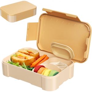 Lunch Box 900ml, Bento Khaki Lunch Box With Division And Sauce, Lunch Box Bpa Free Lunch Box For Microwave And Dishwasher For Picnic, Work, Schools - Neuf