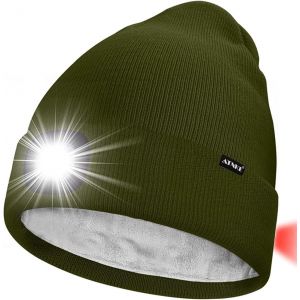 Unisexe 8 Led Bonnet Lampe Frontale,Usb Rechargeable Rouge Feu Arri&egrave;re Clignotant Chapeau De Course Lumi&egrave;re Chaud Polaire Doubl&eacute;e Tricot Bonnet Cadeaux Pour Hommes Et Femmes.[F117] - Neuf