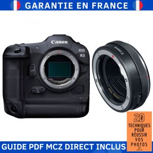 Canon EOS R3 + Canon EF-EOS R Premium + Guide PDF MCZ DIRECT '20 TECHNIQUES POUR R&Eacute;USSIR VOS PHOTOS - Neuf