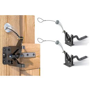 Ensemble de loquet autobloquant pour portail en bois, comprenant la quincaillerie de montage et les instructions d'installation. - Neuf