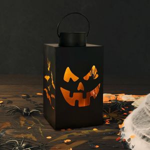 Lanterne Halloween Led, Decoration Halloween Exterieur, Ext&eacute;rieur Et Int&eacute;rieur Avec Bougie Led, D&eacute;coration Jardin Lumi&egrave;re Batterie Fantome Veilleuse Deco Halloween - Neuf