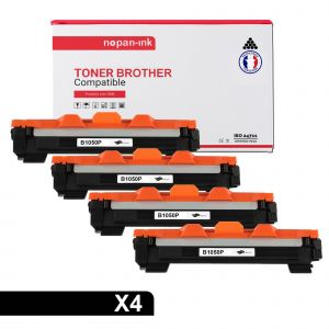 NOPAN-INK - Toners x4 - TN1050 TN 1050 (Noir) - Compatible pour Brother HL-1110 1110E 1110R 1112 1112E 1112R 1210W 1212W, MFC-1810 1810E 1810R 1815R 1910W, DCP-1510 1510E 1510R 1512 1512E 1512R 1610W - Neuf