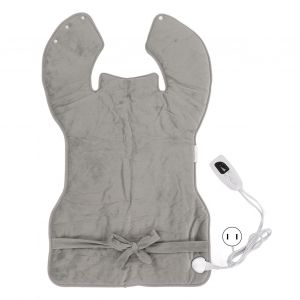 Coussin chauffant pour le dos, reglage de la temperature a 6 niveaux, coussin chauffant electrique drapable pour le dos, coussin chauffant doux en peluche, gris argente, prise americaine 110 V - Neuf