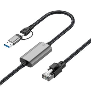 KAL-Adaptateur Usb C Vers Ethernet, 1000Mbps Usb 3.0 Vers Rj45 Lan Adapter, Adaptateur Réseau Usb Compatible Avec Iphone 15/16Pro, Macbook Pro/Macbook Air, Surface Book, Dell Xps (1.2M) - Neuf