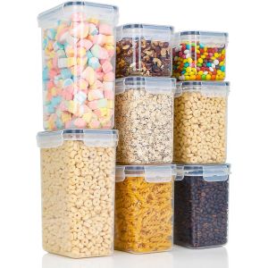 Eryi-Boîtes De Rangement Alimentaire Hermétiques Avec Couvercle ¿ Lot De 8 Contenants Sans Bpa Pour La Conservation De Céréales, Farine Et Aliments ¿ Organizer Cuisine Pour Placard Et Tiroir - Neuf