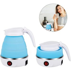 Silicone Bouilloire Électrique, 220V Bleu Pliable Bouilloire, 0,6 L de Voyage d'une Bouilloire, d'un Mini-Portable Bouilloire avec Fond en Acier Inox, pour l'Extérieur, Randonnée pédestre - Neuf