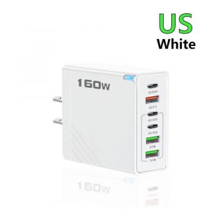 Chargeur Usb Multi-Ports 160w Type C,Adaptateur De T&eacute;l&eacute;phone &Agrave; Charge Rapide Pour Iphone Samsung Xiaomi Huawei,Prise Ue/Us,Chargeur Mural--Us White - Neuf