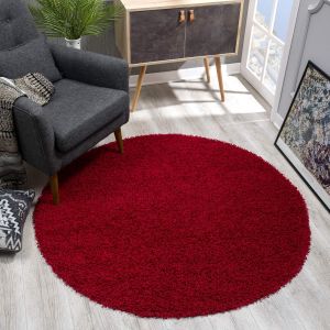 Sjzg-Tapis Rond, &Agrave; Poils Longs, Moderne, Pour Salon, Chambre &Agrave; Coucher, Salle &Agrave; Manger Ou Chambre D'enfant, Rouge, Dimensions : 80 X 80 Cm - Neuf