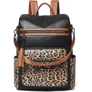 acdsgd-Sac &agrave; dos pour ordinateur portable pour femme, sac &agrave; dos tendance en cuir de 15,6 pouces, sac &agrave; dos imperm&eacute;able et d&eacute;contract&eacute;, Marron camel bicolore, Sacs &agrave; dos de jour - Neuf