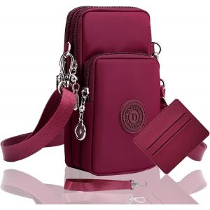KALANKA-Pochette Telephone Portable Femme Bandouliere Sac Téléphone Portable Femme Bandoulière Portefeuille Sacoche Telephone Portable Femmes Bandoulière Réglable Running Armbag (Rose - Neuf
