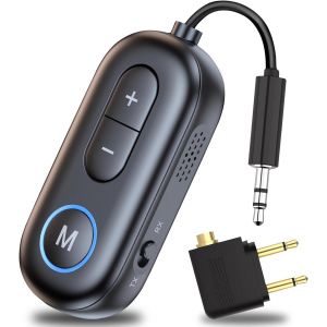 Adaptateur Bluetooth 5.4 Pour Avion, Avec Adaptateur Aux, Transmetteur Bluetooth 2 En 1, Transmetteur Audio Sans Fil Pour Voyage En Avion, Télévision, Salle De Sport, Tablette - Neuf