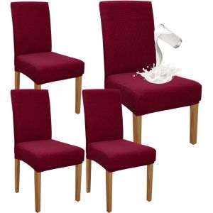 Eryi-Lot De 4 Housses De Chaise De Salle À Manger Imperméables De Qualité Supérieure Pour Salle À Manger, Salle À Manger, Protection De Chaise Amovible Pour Banquet, Fête (Lot De 4, Bordeaux) - Neuf
