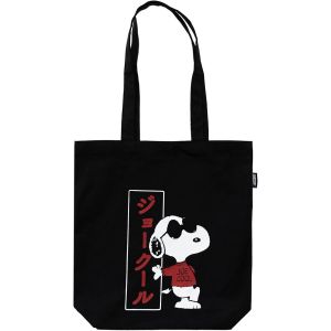 KALANKA-- Tote Bag Noir Snoopy en Coton Recyclé 37 x 39 cm - Sac Fourre-Tout Réutilisable pour Courses, Plage et Plus - Neuf