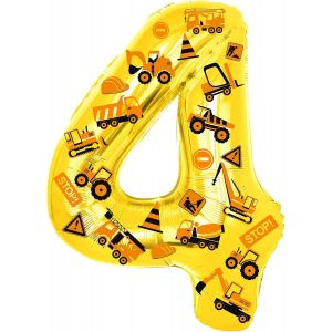 SJZG-Deco Anniversaire Tracteur,32 Pouces Ballon Tracteur 4 Ans,Ballon Anniversaire 4 Ans Garcon,Ballon Num&eacute;ro 4 Pour Enfants Construction Th&egrave;me F&ecirc;te Tracteur F&ecirc;te Deco - Neuf