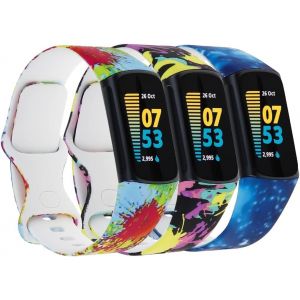 Lot De 3 Bracelets En Silicone Compatibles Avec Fitbit Charge 5/Fitbit Charge 6, &Eacute;tanche, Doux Et Respirants, Pour Bracelet Charge 5/Charge 6, Petit Et Grand - Neuf