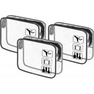 KALANKA-3 Pi&egrave;ces Trousse de Toilette Voyage Femme Homme, Sac Transparent Avion, Trousse de Toilette Transparente Avion, PVC &Eacute;tanche Trousse de Maquillage, Sac Cosm&eacute;tiques Kit Voyage Avion, 20 x 15 x - Neuf