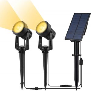 Sansh-Spot Solaire Exterieur, Ip65 Lampe Solaire Exterieur Jardin Decorative Lampe Solaire Puissante Lampe Solaire Jardin Pour Arrarbres, Chemins, Pelouses, Terrasses (2 Lumières) - Neuf