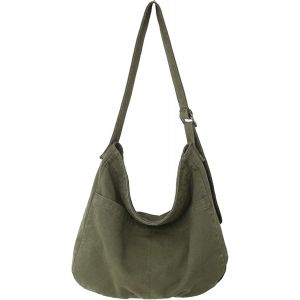 TZF-unisexe string Bag Oxford sac à bandoulière simple pour femme Shopping Bag quotidien/bureau/école/voyage sac en tissu de mode (Vert Foncé) - Neuf