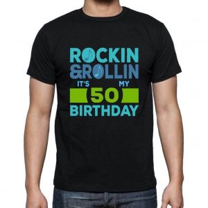 Homme Tee-Shirt Rockin' & Rollin' C'est Mon Anniversaire 50 - Rockin' & Rollin', It's My Birthday 50 - 50 Ans T-Shirt Graphique Idée Cadeau 50e Anniversaire Vintage Année 1974 Nouveauté - Neuf