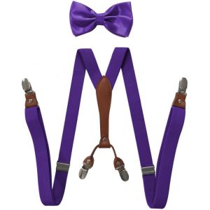 Cauc-Bretelles Noeud Papillon Ensemble Pour Femmes Hommes 1 Pouce Large Y Forme Avec 4 Clips Bretelles R&eacute;glables Pour Mariage &Eacute;v&eacute;nements Formels - Neuf