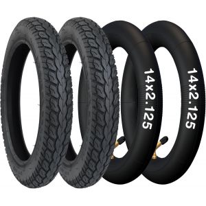 Subzonal-Lot De 2 Pneus 14"" 14 X 2,125 - 57-254 Plus - Lot De 2 Chambres &Agrave; Air De 14"" - 14 X 1,75/2,125 Av32 Mm - Valve Pour V&eacute;lo &Eacute;lectrique - Tire/Kids Bike Tire - Neuf