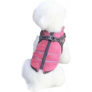 Kalanka-Manteaux D'hiver Pour Chien Imperm&eacute;able, Manteau Chien Hiver Avec Harnais, Veste D'hiver Chaude Pour Chiens Avec Doublure En Polaire, V&ecirc;tements Gilet Pour Petit Et Moyen Chiens (Rose, S) - Neuf