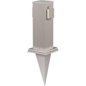 Colonne De Prises De Jardin Polly Avec Pique Pour L'Extérieur, Ip44, 2-Fois, Acier Inoxydable, Carré, 27Cm - Neuf