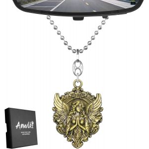Kal-Pendentif De R&eacute;troviseur Int&eacute;rieur De Voiture - Pendentif Ange Gardien - Porte-Bonheur - M&eacute;daille D'ange Gardien (Couleur Laiton) - Neuf