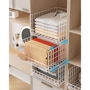 MEVRONISSHOP-Organisateur Coulissant &agrave; 3 Pi&egrave;ces - Organiseurs de Tiroirs Rangement - Vetement Dressing Bo&icirc;te de Rangement pour Armoire-Blanc - Neuf