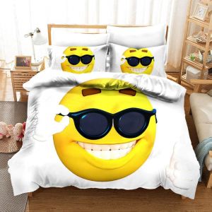Parure De Lit X Enfant Smiley Jaune Housse De Couette X Avec Fermeture &iquest;&iquest;Clair - Sets De Housse Couette En Microfibre, Avec Taie D'oreiller X - Neuf