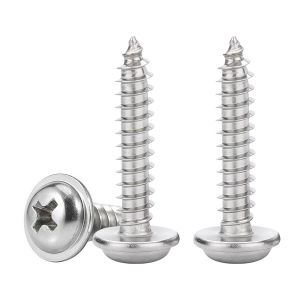 CHECARZHN--NO1-50 Pièces Vis A Bois M5 Autotaraudeuses À Tête Ronde Avec Rondelles Cruciformes À Bois En Inox 304, Entièrement Fileté, M5X16Mm - Neuf