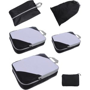 Lot De 6 Cubes D'Emballage De Compression Pour Val , Sacs D'Emballage De Voyage Ultra Légers, Extensibles, Organ Urs De Val S, Organ Urs De Bagages De Voyage (Noir) - Neuf