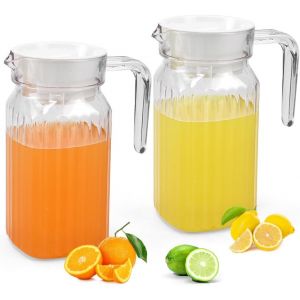 Cmws-2pcs Carafe Eau Pichet À Eau Plastique Pichet À Thé Glacé Pichet En Plastique De 600ml Carafe À Eau Transparente Pichet À Jus Avec Couvercle Carafe À Eau Avec Poignée Pour Vin, Jus (Type 2) - Neuf