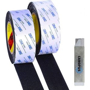 Extra Fort 3M support adh&eacute;sif Imperm&eacute;able Bande de Crochet et Boucle,(25,4mm x 5 m&egrave;tres total),adhesif autocollant,Noirs,Ruban de tapis,Parfait pour Cadre Photo,3m hook and loop tape - Neuf