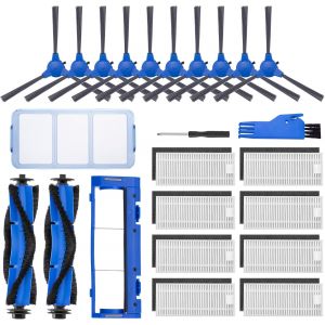 Pieces de Rechange pour Robot Aspirateur Eufy RoboVac 11S 15C 30 30C 12 35C, 10 Brosses Laterales, 8 Filtres, 2 Brosses Rouleaux, 1 Pre Filtres, 1 Garde Brosse Rouleau - Neuf