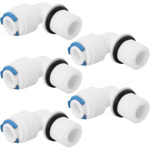 CHECARZHN--NO1-Lot De 5 Raccords Filetés Mâles 1/4 Vers 1/4 Coudés À 90° Pour L'Installation De Boîtiers De Filtre De Rechange Pour Systèmes De Filtration D'Eau Par Osmose Inverse - Neuf