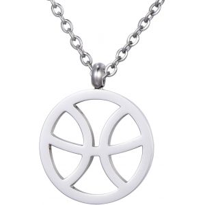 Kal-Collier Pour Femmes En Acier Inoxydable Argent Avec Pendentif Signe Du Zodiaque Dans Petit Sac - Neuf