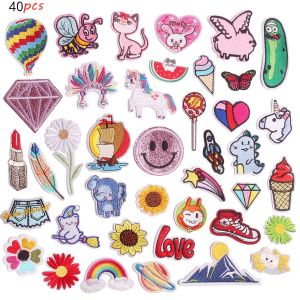 40pcs Aléatoire Assortiment De Styles Brodé Patch Sew/Repasser Sur L'patch Appliques Robe De Vêtements De La Plante Chapeau Jeans Couture Fleurs Appliques Diy Accessoire - Neuf