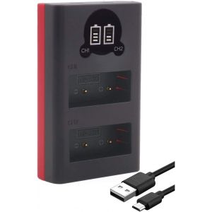 NP-W126s NP-W126 Chargeur de Batterie - Mini USB Double/LCD (18612) - Alimentation Via USB-C ou Micro-USB - Fuji X-M5 X100VI X-S10 X-T20 X-T30 II X-T5 X-T50 etc. - Neuf