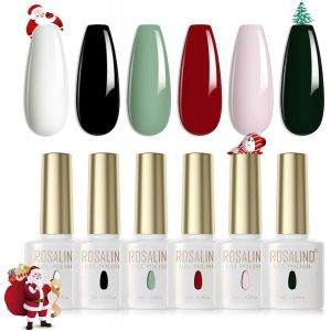 Lot Vernis Semi Permanent Blanc Noir Vert Clair Rouge Rose Vert Foncé 6 Couleurs Vernis À Ongles Gels Semi-Permanents Uv Led Soak Off Gel Polish French Semi Permanent Noel Set - Neuf