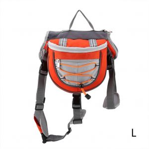 Hjlian Sac A Dos Pour Chien De Compagnie, Voyage, Camping, Randonnee, Plein Air, Sacoche De Selle, Harnais, Sac A Dos (Orange L) - Neuf